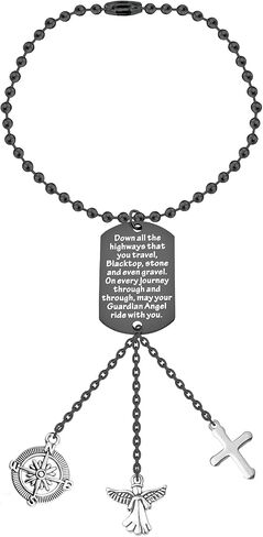 BNQL Guardian Angel Car Charm for Rearview Mirror Drive Safe Gifts Car Mirror Hanging Charm May Your Guardian Angel Ride with You (SILVER) in Saudi Arabia