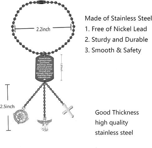 BNQL Guardian Angel Car Charm for Rearview Mirror Drive Safe Gifts Car Mirror Hanging Charm May Your Guardian Angel Ride with You (SILVER) in Saudi Arabia