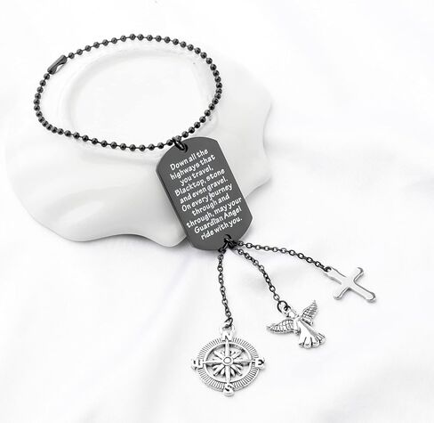 BNQL Guardian Angel Car Charm for Rearview Mirror Drive Safe Gifts Car Mirror Hanging Charm May Your Guardian Angel Ride with You (SILVER) in Saudi Arabia