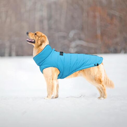 Geyecete Dog Winter Warm Coat Dog Winter Jacket Windproof Snowproof,Pet Outdoor Jacket Dog Jacket for Small Medium Large Dogs-Blue-XS in Kuwait