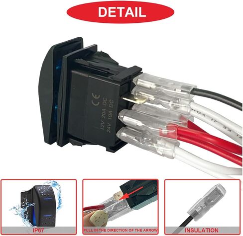 3Pcs Marine Rocker Switch 12V 24V Lighted Rocker Switch 12 Volt 20A Blue/Red LED 3 Pin SPST ON/Off Waterproof for Boat UTV RZR ATV Car Automotive with 3 Sets Jumper Wires Set in Saudi Arabia