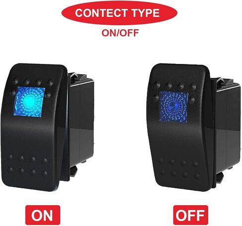 3Pcs Marine Rocker Switch 12V 24V Lighted Rocker Switch 12 Volt 20A Blue/Red LED 3 Pin SPST ON/Off Waterproof for Boat UTV RZR ATV Car Automotive with 3 Sets Jumper Wires Set in Saudi Arabia