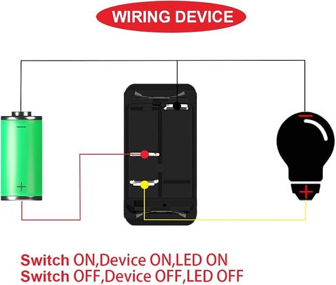 3Pcs Marine Rocker Switch 12V 24V Lighted Rocker Switch 12 Volt 20A Blue/Red LED 3 Pin SPST ON/Off Waterproof for Boat UTV RZR ATV Car Automotive with 3 Sets Jumper Wires Set in Saudi Arabia