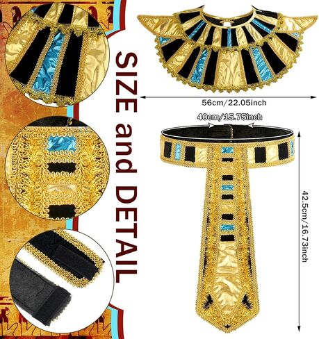 5 Pcs Egyptian Costume Accessory Set Includes Egyptian Mask Egyptian Belt Egyptian Collar and Snakelike Wrap Bracelet for Halloween Costume Play in Saudi Arabia