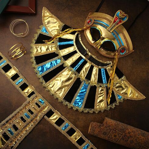 5 Pcs Egyptian Costume Accessory Set Includes Egyptian Mask Egyptian Belt Egyptian Collar and Snakelike Wrap Bracelet for Halloween Costume Play in Saudi Arabia