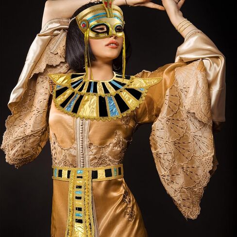 5 Pcs Egyptian Costume Accessory Set Includes Egyptian Mask Egyptian Belt Egyptian Collar and Snakelike Wrap Bracelet for Halloween Costume Play in Saudi Arabia