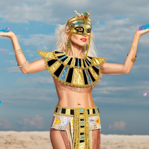 5 Pcs Egyptian Costume Accessory Set Includes Egyptian Mask Egyptian Belt Egyptian Collar and Snakelike Wrap Bracelet for Halloween Costume Play in Saudi Arabia