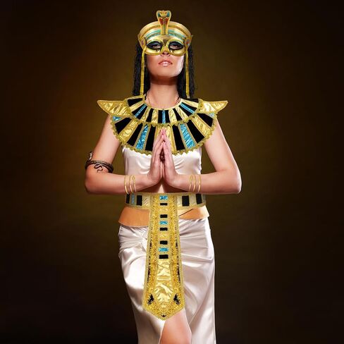 5 Pcs Egyptian Costume Accessory Set Includes Egyptian Mask Egyptian Belt Egyptian Collar and Snakelike Wrap Bracelet for Halloween Costume Play in Saudi Arabia