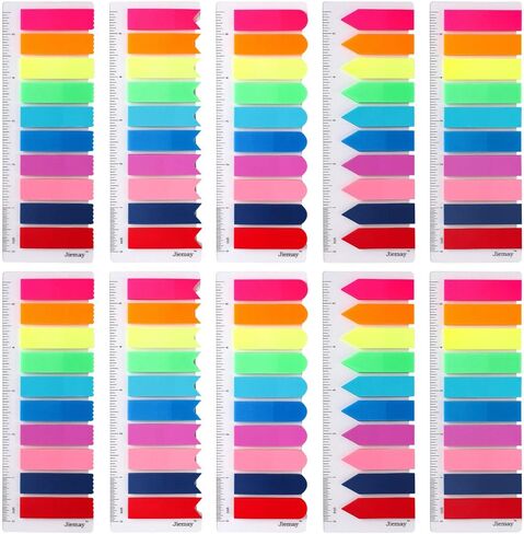 2000 قطعة علامات تبويب للصفحات، علامات تبويب للملاحظات اللاصقة، 5 تصميمات ملونة قابلة للكتابة، علامات تبويب توضيحية للمؤشر، أعلام أسهم، علامات تبويب صغيرة شفافة نيون لطيفة (10 ألوان زاهية) in Kuwait