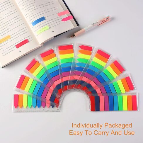2000 قطعة علامات تبويب للصفحات، علامات تبويب للملاحظات اللاصقة، 5 تصميمات ملونة قابلة للكتابة، علامات تبويب توضيحية للمؤشر، أعلام أسهم، علامات تبويب صغيرة شفافة نيون لطيفة (10 ألوان زاهية) in Kuwait