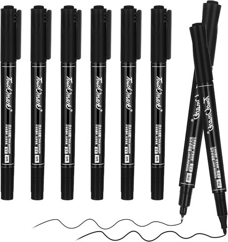 6 Pcs Blue Paint Pens Permanent Paint Markers, Double-Headed Water Based Marking Pens, 0.5/1.0mm Extra-Fine Tip, Quick Dry Acrylic Paint Marker Pens(Blue) in Saudi Arabia