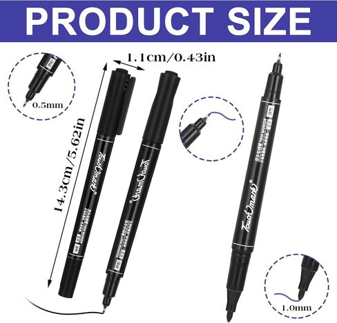 6 Pcs Blue Paint Pens Permanent Paint Markers, Double-Headed Water Based Marking Pens, 0.5/1.0mm Extra-Fine Tip, Quick Dry Acrylic Paint Marker Pens(Blue) in Saudi Arabia