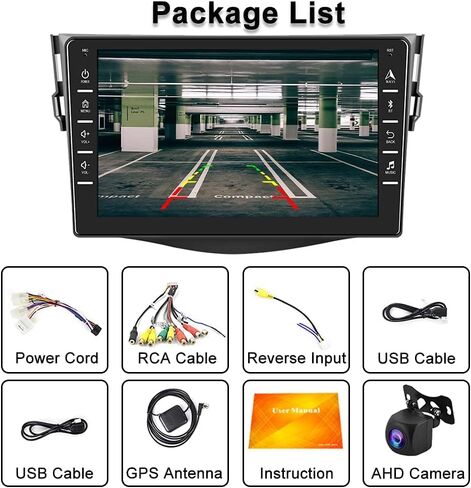 Hikity 2+64GB Android 13 Radio Wireless Apple Carplay for 2007-2012 Toyota RAV4, 9 Inch Touch Screen RAV4 Stereo with Android Auto, HiFi, Bluetooth, GPS, WiFi, Mirror Link, SWC, MIC, Backup Camera in Saudi Arabia