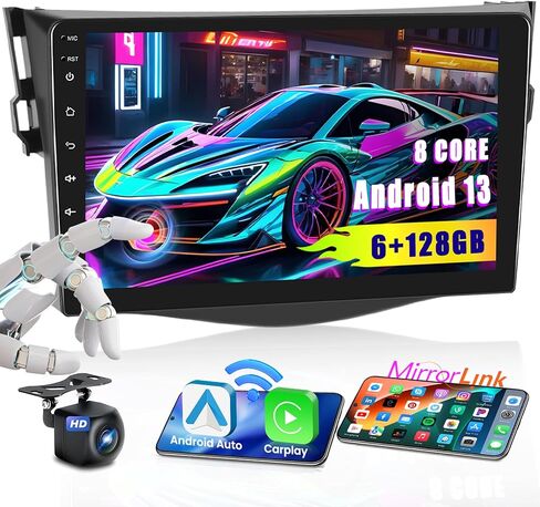 Hikity 2+64GB Android 13 Radio Wireless Apple Carplay for 2007-2012 Toyota RAV4, 9 Inch Touch Screen RAV4 Stereo with Android Auto, HiFi, Bluetooth, GPS, WiFi, Mirror Link, SWC, MIC, Backup Camera in Saudi Arabia