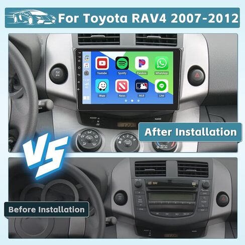 Hikity 2+64GB Android 13 Radio Wireless Apple Carplay for 2007-2012 Toyota RAV4, 9 Inch Touch Screen RAV4 Stereo with Android Auto, HiFi, Bluetooth, GPS, WiFi, Mirror Link, SWC, MIC, Backup Camera in Saudi Arabia