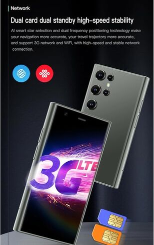 Yoidesu S23 Pro 3G Mini Smartphone, 3in 3D Glass Super Small Cell Phone, Dual SIM 2GB 16GB ROM for Android 8.1 Ultra Thin Mobile Phone, 1000mAh The World's Smallest Backup in Kuwait