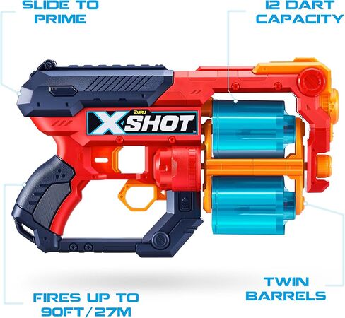 حزمة ناسفة Excel Xcess (عبوة من 2 48 سهمًا) من ZURU، مسدس رمي السهام الرغوي الأحمر X-Shot، مسدس ألعاب، أسطوانات دوارة مزدوجة، ألعاب للأطفال والمراهقين والبالغين (أحمر) in Kuwait