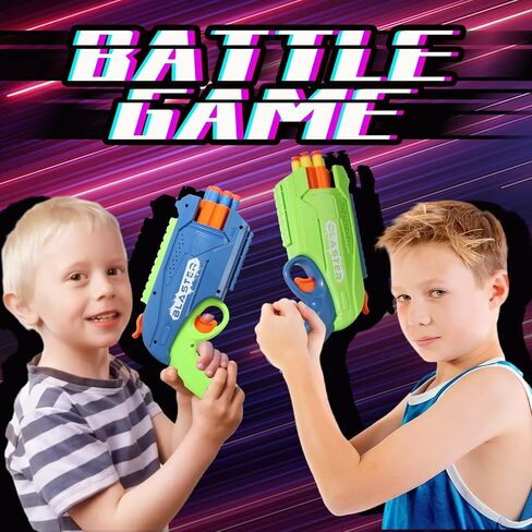 2 Pack Toy Foam Blaster, Boys Toy Blaster 6 Dart Rotating Drum, with 80 Soft Bullets, Children's Indoor Outdoor Foam Dart Blaster Shooting Game, Toy Party Birthday (Green and Light Blue) in Saudi Arabia