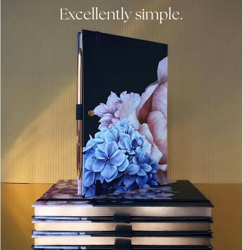 Bullet Dotted Journal with Black Paper Floral Hardcover Notebook with Pen Loop, 2 Ribbons, and Inner Pocket - 120 GSM - Elegant Metallic Edges (Blush Pink Flowers) in Saudi Arabia