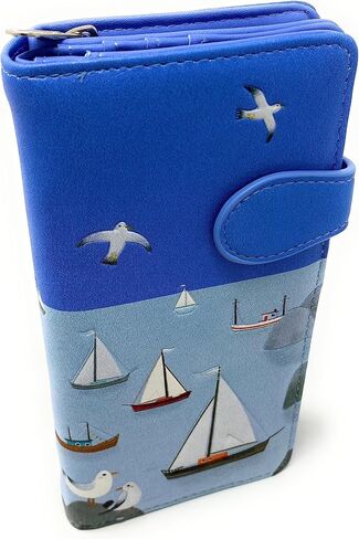 Shag Wear Sailboat Marina Nautical Summer Wallet for Women and Teen Girls Vegan Faux Leather 7" Blue in Saudi Arabia
