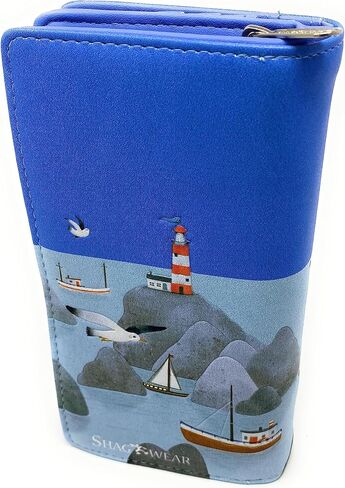 Shag Wear Sailboat Marina Nautical Summer Wallet for Women and Teen Girls Vegan Faux Leather 7" Blue in Saudi Arabia
