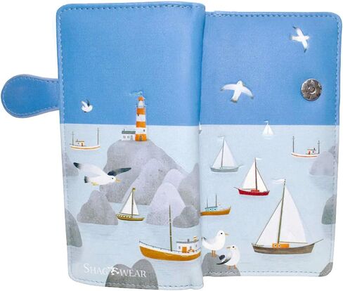 Shag Wear Sailboat Marina Nautical Summer Wallet for Women and Teen Girls Vegan Faux Leather 7" Blue in Saudi Arabia