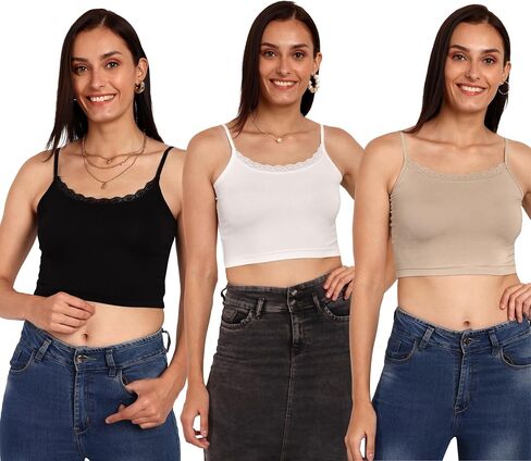 In Secret Women's Crop Camisole Spaghetti Cleavage Cover Tank top with Lace in Saudi Arabia