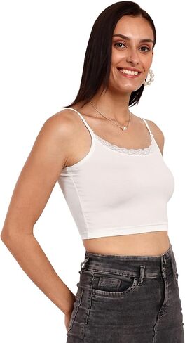 In Secret Women's Crop Camisole Spaghetti Cleavage Cover Tank top with Lace in Saudi Arabia