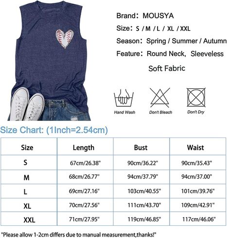 MOUSYA Baseball Tank Top Women Heart Print Baseball Tanks Racerback Casual Sleeveless Baseball Match Gifts Shirt in Saudi Arabia