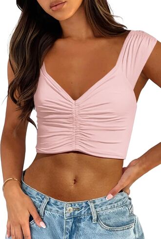 Zeagoo Women's Y2k Tank Tops Sweetheart Neck Going Out Crop Top Cute Slim Fitted Workout Tops in Saudi Arabia
