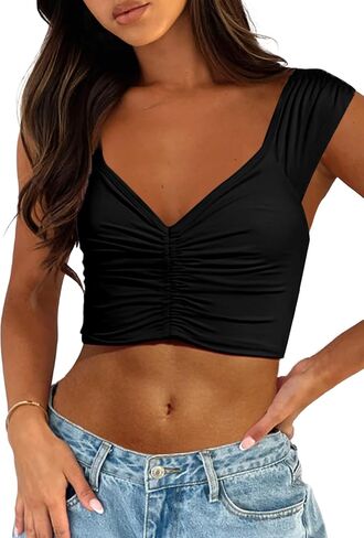 Zeagoo Women's Y2k Tank Tops Sweetheart Neck Going Out Crop Top Cute Slim Fitted Workout Tops in Saudi Arabia