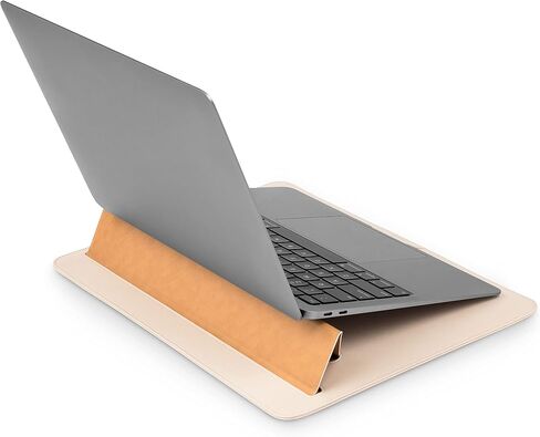 Moshi Muse Laptop Sleeve with Folding Stand for 13" MacBook/Laptop, Ergonomic 15-Degree Convertible Stand, Vegan Leather, Zipper-Less Magnetic Design, Microfiber Inner Lining, Caramel Brown in Saudi Arabia