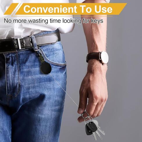 سلسلة مفاتيح قابلة للسحب، 3 عبوات، حامل شارة حلقة تسلق شديدة التحمل، بكرة شارة قابلة للتمديد مع سلك فولاذي 60 سم in Kuwait