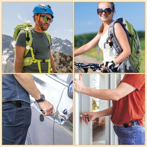 سلسلة مفاتيح قابلة للسحب، 3 عبوات، حامل شارة حلقة تسلق شديدة التحمل، بكرة شارة قابلة للتمديد مع سلك فولاذي 60 سم in Kuwait