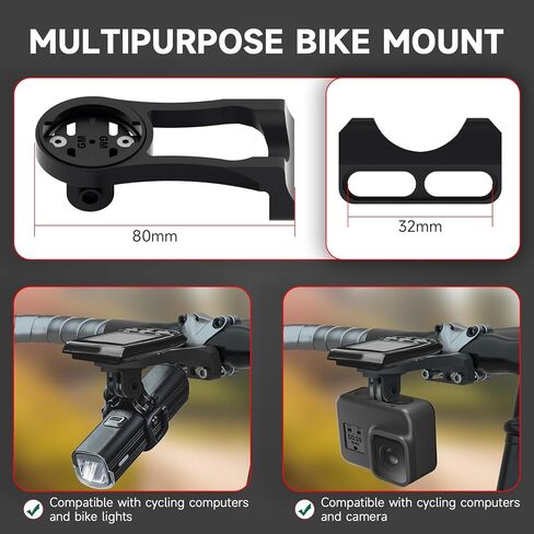 حامل كمبيوتر لركوب الدراجات - حامل كومبو GPS أمامي خارجي لـ Wahoo Garmin Bryton Cateye، ملحقات الدراجة الجبلية المتوافقة مع مقود 1.26 بوصة 32 مم in Kuwait