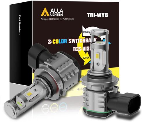Alla Lighting 5200 Lms 3-Color Switchback LED HB4 9006 Fog Lights Bulbs CSP 7035-SMD, Extremely Super Bright 6000K White/3000K Yellow/8000K Blue in Saudi Arabia