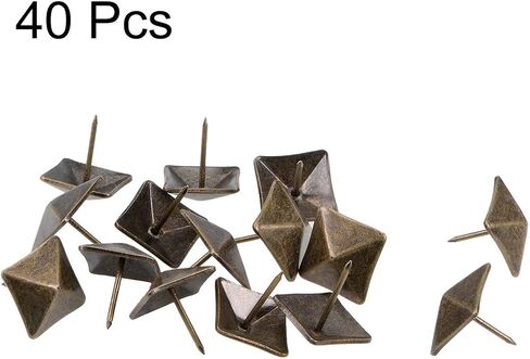 uxcell Upholstery Nails Tacks 12mm Square Head Antique Furniture Nails Pins Gold Tone 40 Pcs in Saudi Arabia