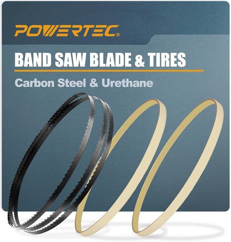 POWERTEC 93-1/2 Inch Bandsaw Blades with 14 Inch Band Saw Tires, 1/4" x 6 TPI Band Saw Blades 1PK with 14" x 1" x 0.95" Bandsaw Tires 2PK, Band Saw Accessories for JET, Grizzly and Powermatic (13703) in Saudi Arabia