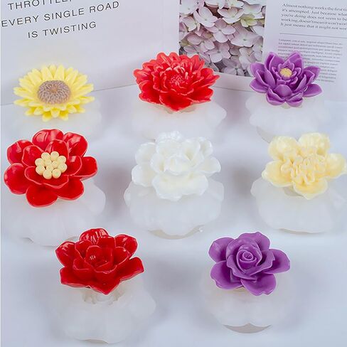 Flower Candle Mold 3D Flower Mold Peony Mold Flower Resin Mold Clay Mold Jewelry Resin Casting Mold Candle Making Molds Craft Supplies 3D Mold Silicone Mold for Resin Casting Mold in Kuwait