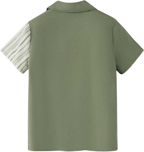 Floerns Boy's Casual Colorblock Short Sleeve Patchwork Button Down Shirts Top in Saudi Arabia