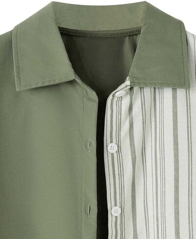 Floerns Boy's Casual Colorblock Short Sleeve Patchwork Button Down Shirts Top in Saudi Arabia