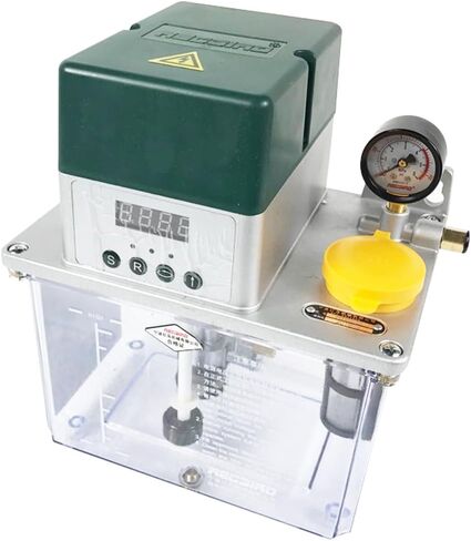 INTBUYING 110V Automatic Lubricating Oil Pump with Pressure Gauge, CNC Oil Pump with 3L Reservoir Capacity for Punching Lathe Cutting Milling Machine in Saudi Arabia