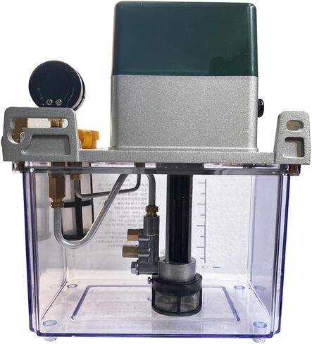 INTBUYING 110V Automatic Lubricating Oil Pump with Pressure Gauge, CNC Oil Pump with 3L Reservoir Capacity for Punching Lathe Cutting Milling Machine in Saudi Arabia
