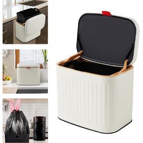 Kitchen Trash Can with Lid, Detachable Compost Bin Stainless Steel Trash Can Small Compost Bin Countertop Wall-Mount Kitchen Food Waste Bin Hanging Garbage Can for Cabinet, Under Sink, Bathroom in Saudi Arabia