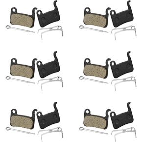 6 Pairs Bike Brake Pads, Resin Semi-Metal Bicycle Disc Brake Pads Replacement Compatible with Shimano Deore XT XTR LX SLX Hone Alfine Saint Disc Brakes