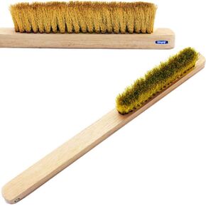 Brass Hand Brush with Crimped Wire and Wood Handle: Ideal for Cleaning and Polishing Jewelry 8-1/4"
