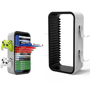 Wigmoa OYO-1[15.8 بوصة] برج تخزين الألعاب متوافق مع PS5/ Xbox Series S & X/ Switch، منظمات أقراص ألعاب الفيديو العالمية 18 قطعة مع 4 حامل وحدات تحكم، حامل صندوق قرص الألعاب. (أسود/أخضر)
