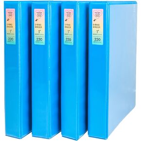Yoobi 1 Inch Binder Set – 3-Ring Binders with 2 Pockets – Perfect for School or Office – Holds up to 220 Sheets – 4 Pack – Blue