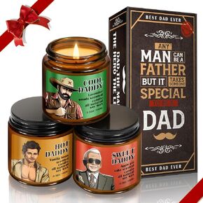 Dad Gifts from Daughter Son Fathers Day Dad Birthday Gift Christmas Funny Dad Gifts Set-Cool Daddy, Sweet Daddy, Hot Daddy for Step Dad Men Lavender Wood Scented Candle