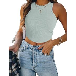 ملابس الصيف بدون أكمام للسيدات من SAMPEEL برقبة عالية وظهر Racerback للتمرين in Kuwait